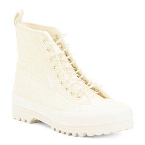 NEW SUPERGA Alpine Quilted High Top Sneakers Natural Beige for women 462tmn